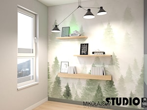 Z ODROBINĄ ZIELENI - Małe beżowe zielone biuro, styl nowoczesny - zdjęcie od MIKOŁAJSKAstudio