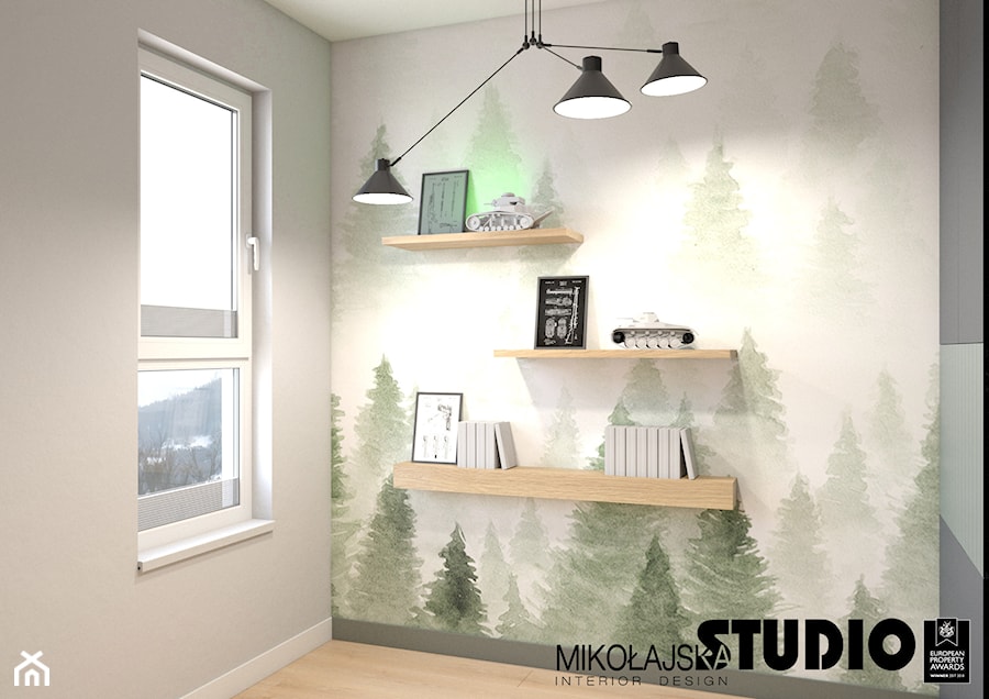 Z ODROBINĄ ZIELENI - Małe beżowe zielone biuro, styl nowoczesny - zdjęcie od MIKOŁAJSKAstudio