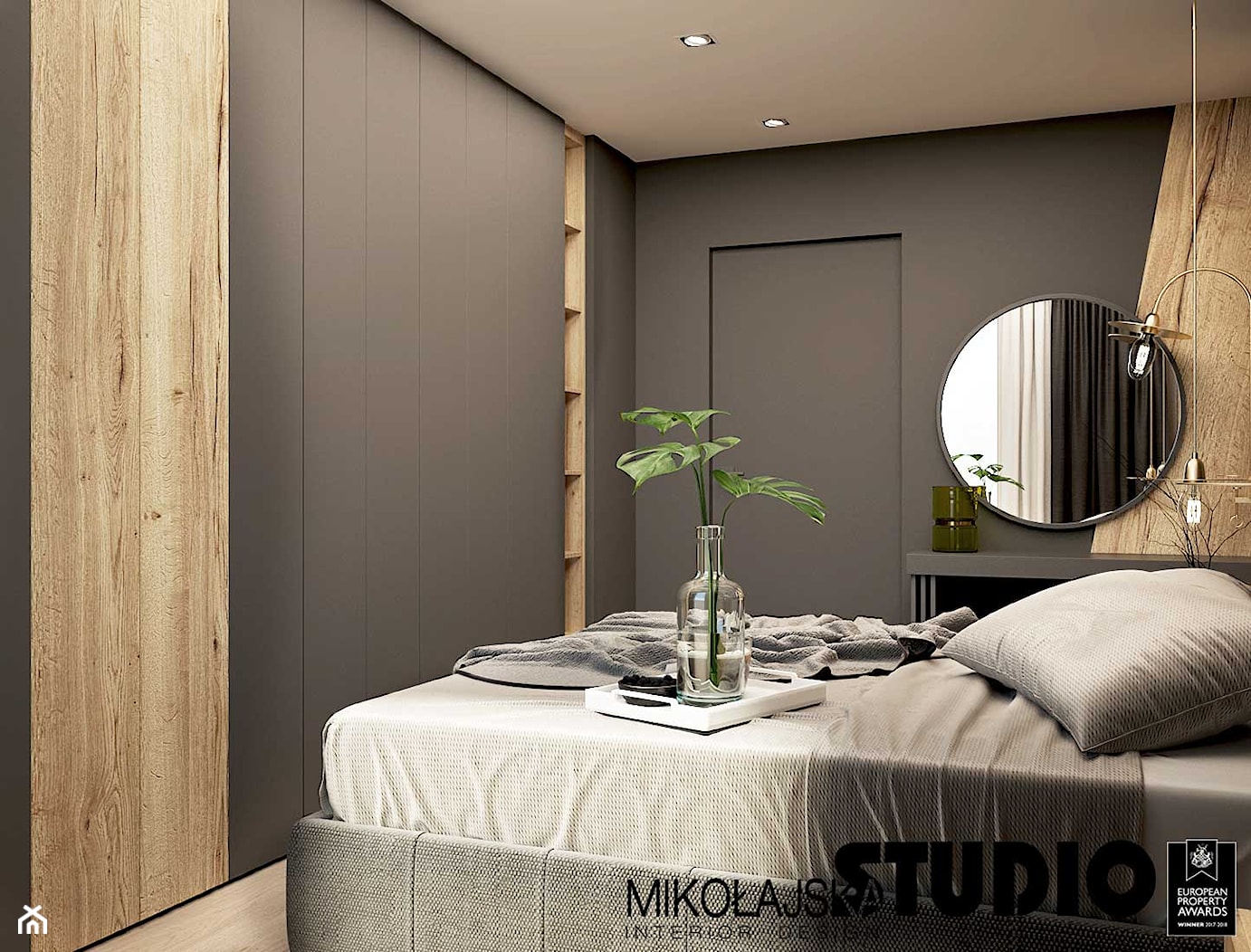 Apartament przy ul. Lema - Średnia czarna sypialnia, styl nowoczesny - zdjęcie od MIKOŁAJSKAstudio - Homebook