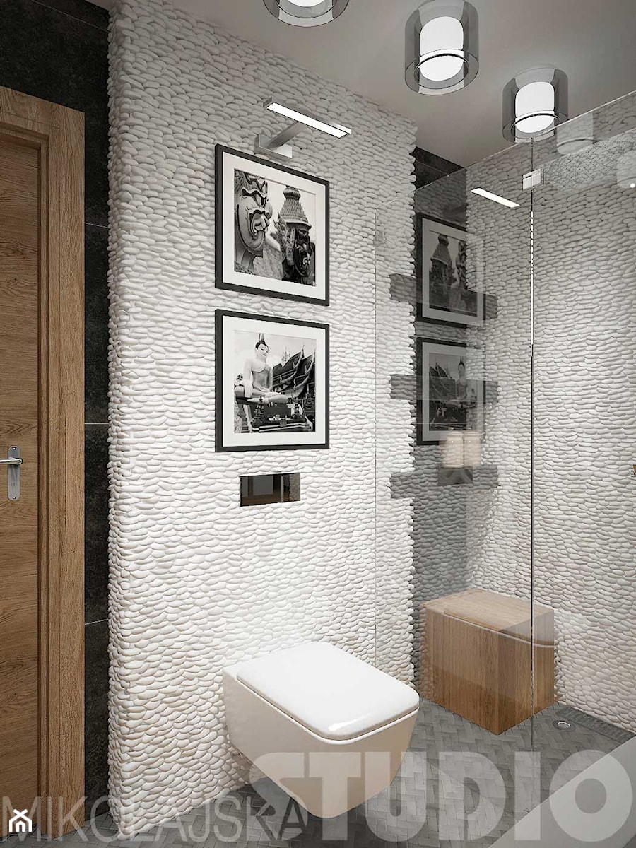 Łazienka w białym kamieniu - zdjęcie od MIKOŁAJSKAstudio