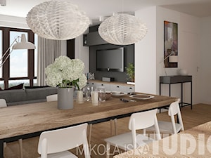 LOFT style - Średnia otwarta biała jadalnia w salonie, styl skandynawski - zdjęcie od MIKOŁAJSKAstudio
