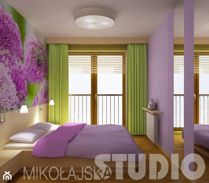 Sypialnia we fioletach - zdjęcie od MIKOŁAJSKAstudio