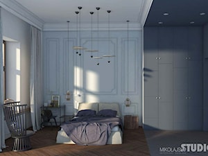 elegancka sypialnia ciemnoszare szafki - zdjęcie od MIKOŁAJSKAstudio