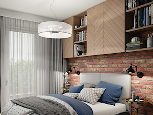 soft loft-sypialnia jasne drewno, cegła - zdjęcie od MIKOŁAJSKAstudio