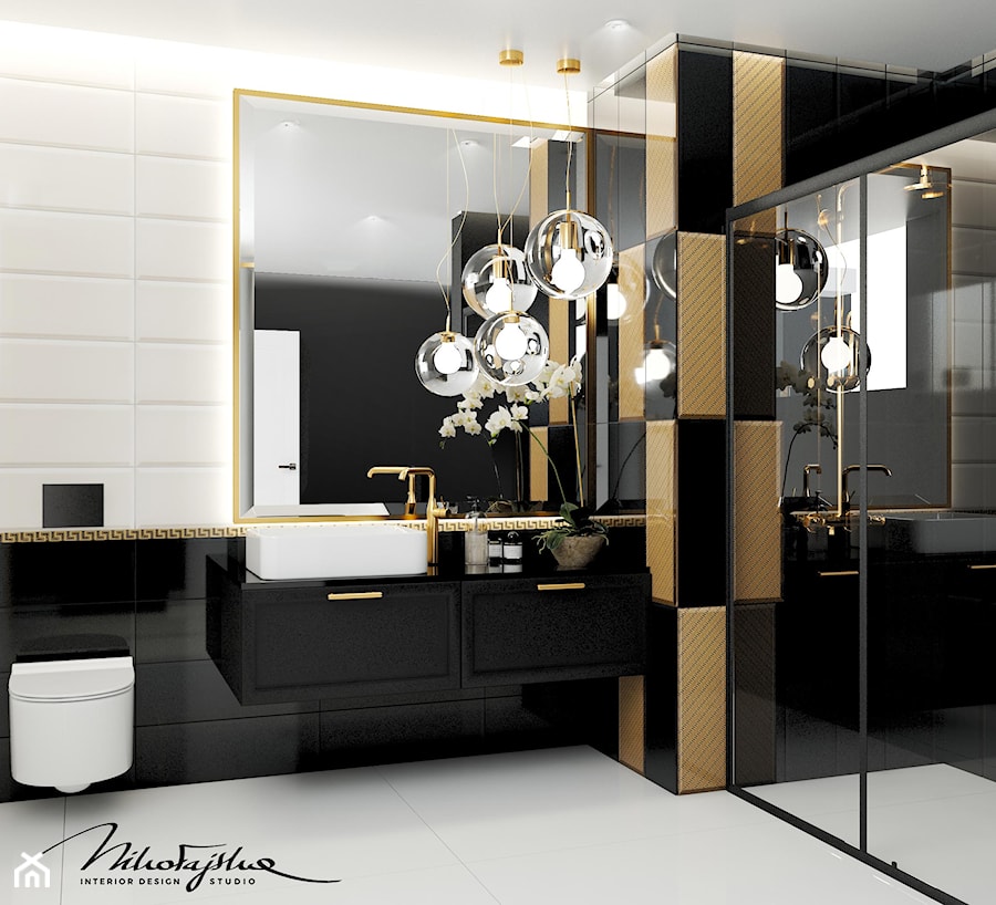 bogata łazienka z elementami złota - zdjęcie od MIKOŁAJSKAstudio