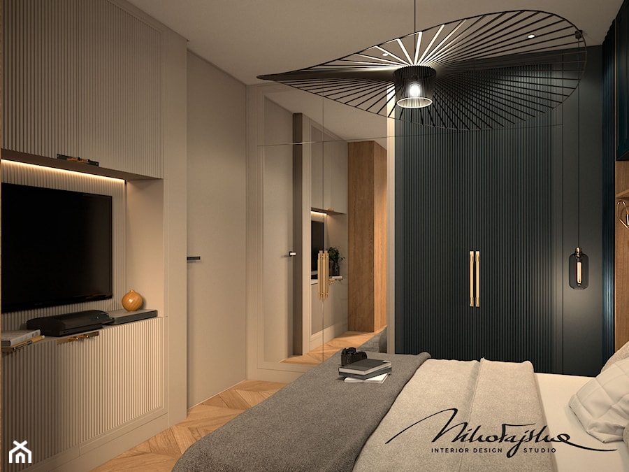 Głębia intensywnych odcieni - Średnia beżowa sypialnia, styl nowoczesny - zdjęcie od MIKOŁAJSKAstudio