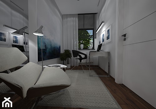 Nowoczesny segment w Gdyni - wersja II - Średnie w osobnym pomieszczeniu z sofą białe biuro, styl nowoczesny - zdjęcie od BAKRON PROJEKT