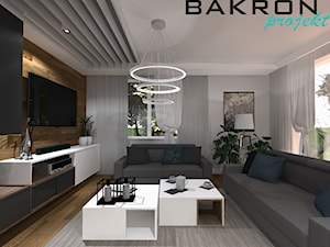 dom w Chojnie - Średni szary salon, styl nowoczesny - zdjęcie od BAKRON PROJEKT