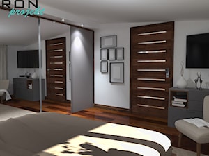 Mieszkanie na poddaszu - Średnia szara sypialnia na poddaszu, styl nowoczesny - zdjęcie od BAKRON PROJEKT