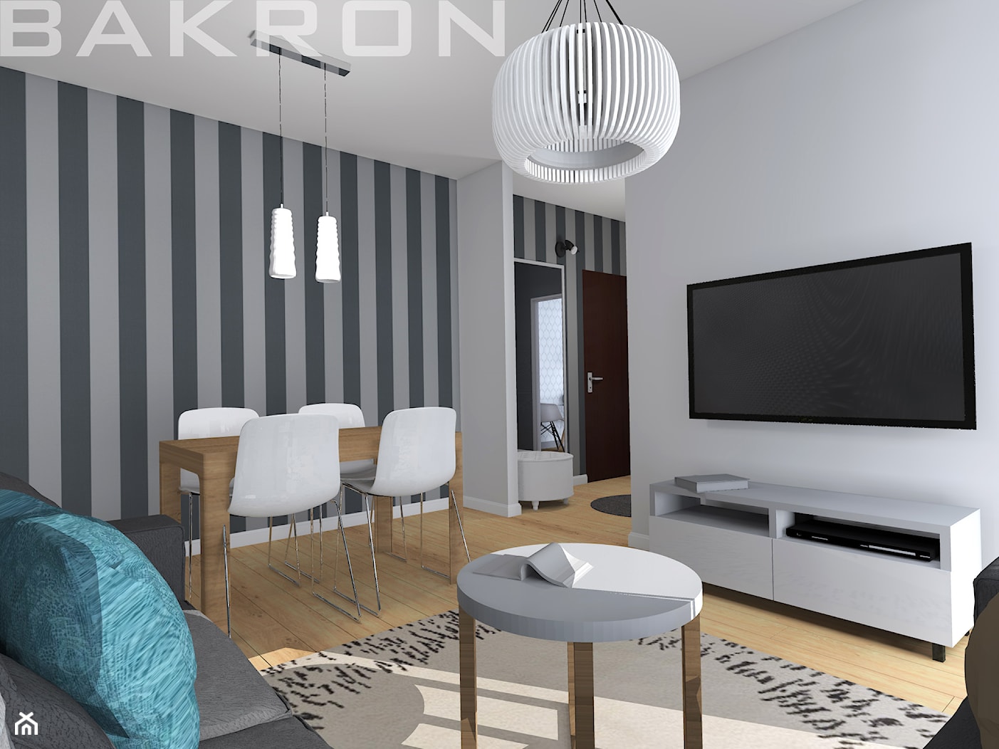 projekt mieszkania w Goleniowie - Salon, styl nowoczesny - zdjęcie od BAKRON PROJEKT - Homebook
