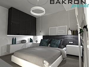 dom w Chojnie - Średnia biała sypialnia, styl nowoczesny - zdjęcie od BAKRON PROJEKT