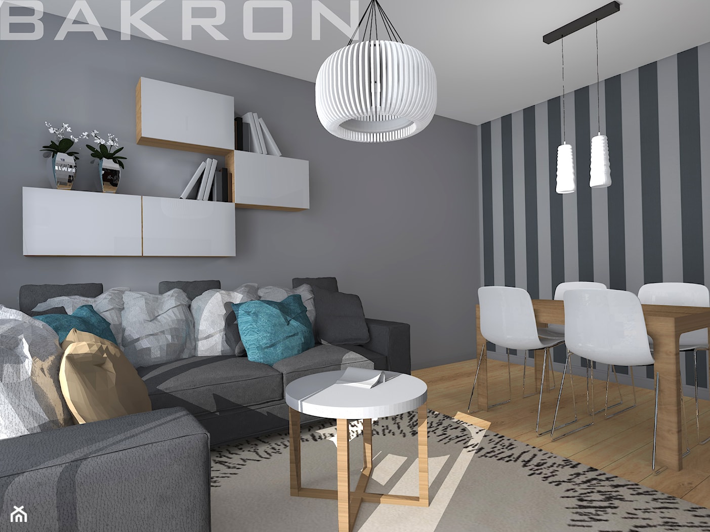 projekt mieszkania w Goleniowie - Salon, styl nowoczesny - zdjęcie od BAKRON PROJEKT - Homebook