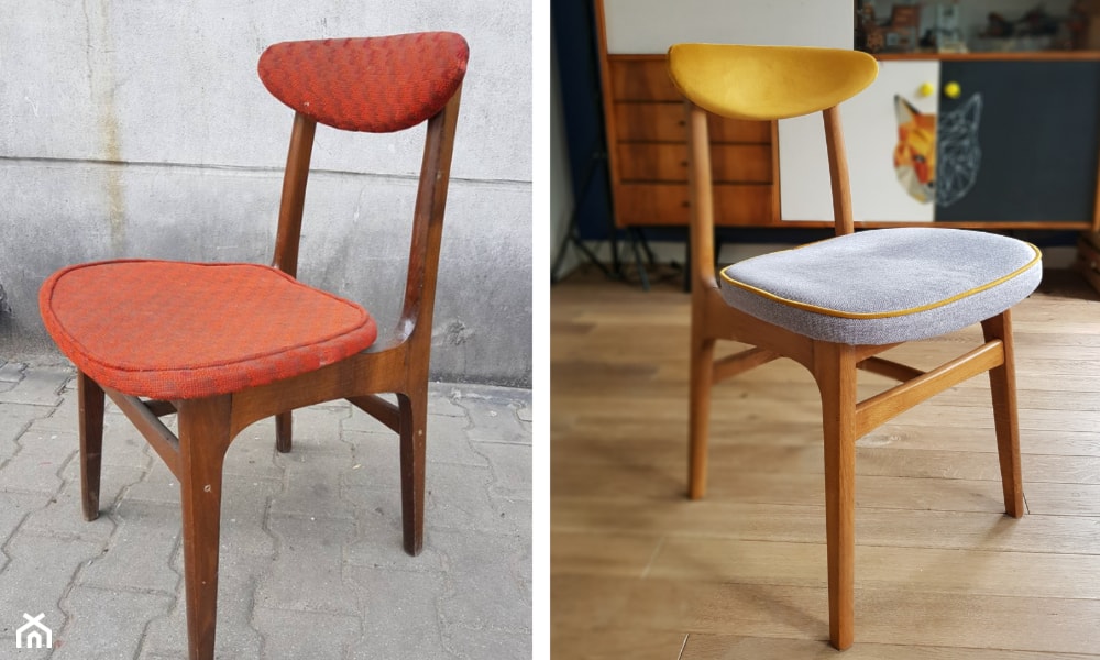 krzesło przed i po renowacji - zdjęcie od Odnawialnia - Homebook