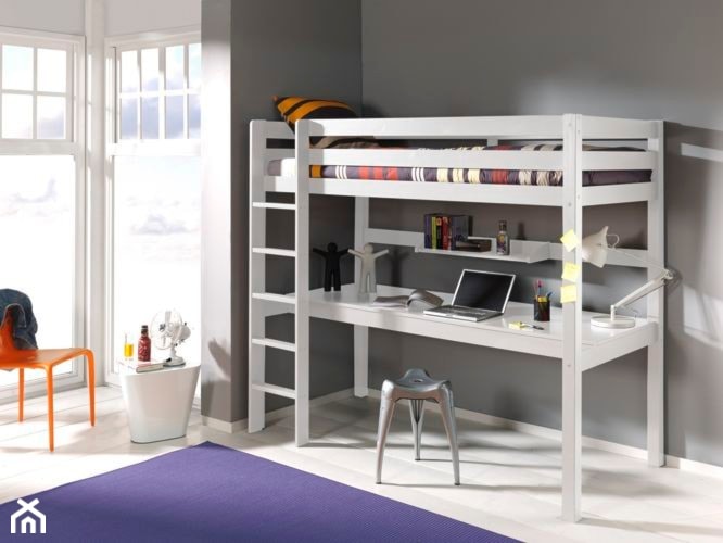 Łóżko piętrowe dla dzieci z biurkiem Pino - sosna biała - zdjęcie od epinokio.pl - Homebook