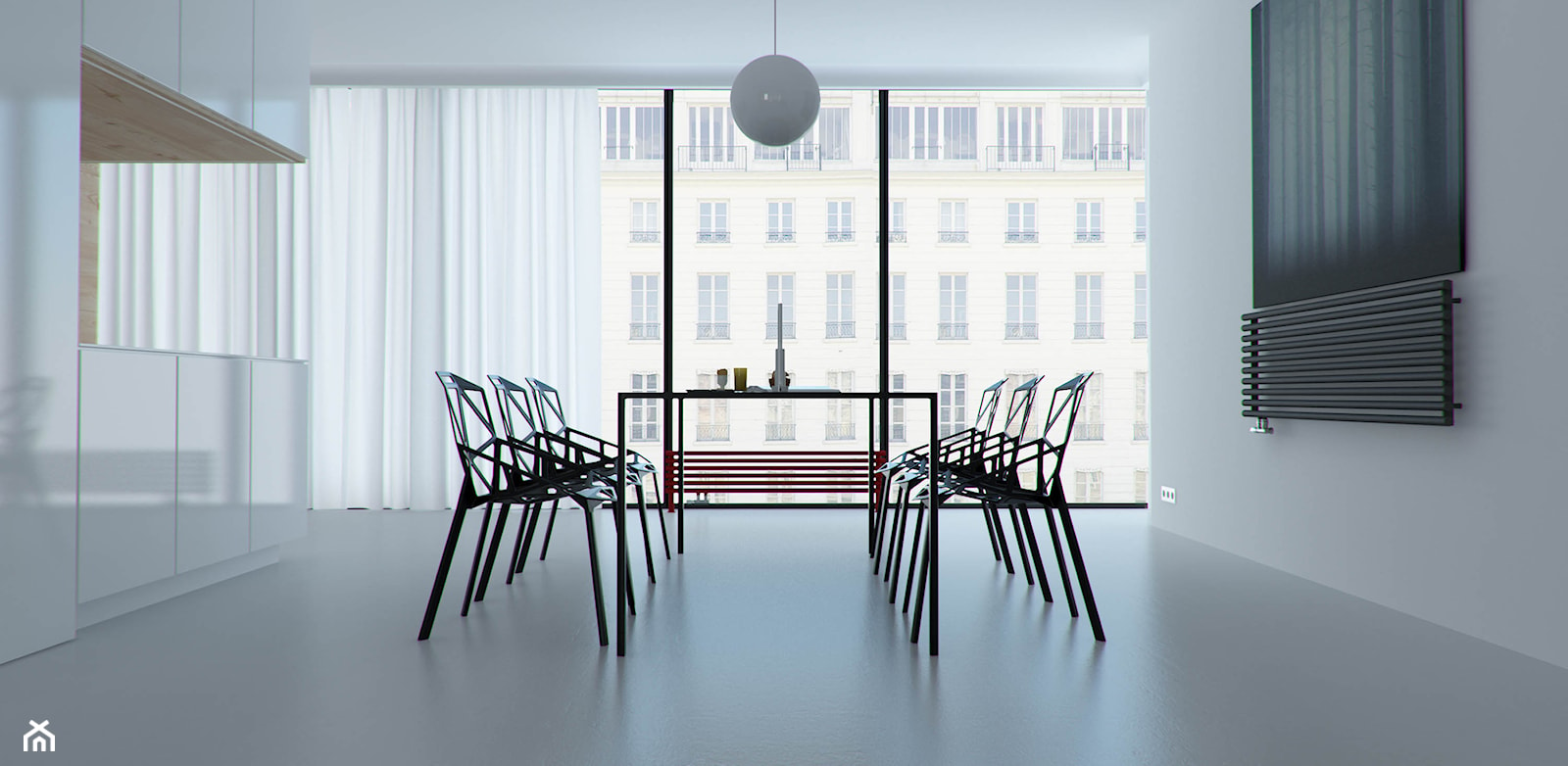 MINIMALIZM - Duża biała jadalnia jako osobne pomieszczenie, styl minimalistyczny - zdjęcie od t design - Homebook