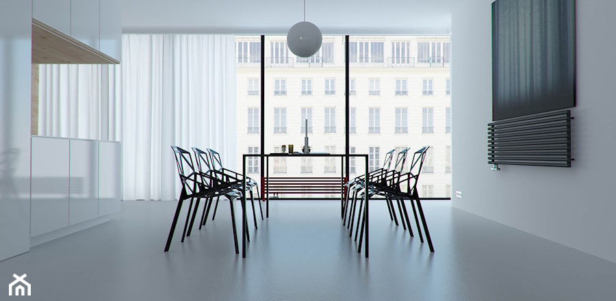 MINIMALIZM - Duża biała jadalnia jako osobne pomieszczenie, styl minimalistyczny - zdjęcie od t design