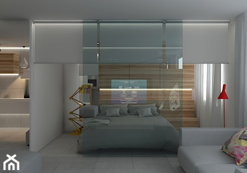 Grey-t - Duża biała sypialnia, styl nowoczesny - zdjęcie od t design