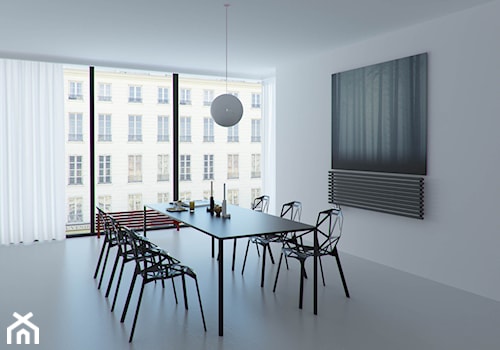MINIMALIZM - Duża szara jadalnia jako osobne pomieszczenie, styl minimalistyczny - zdjęcie od t design