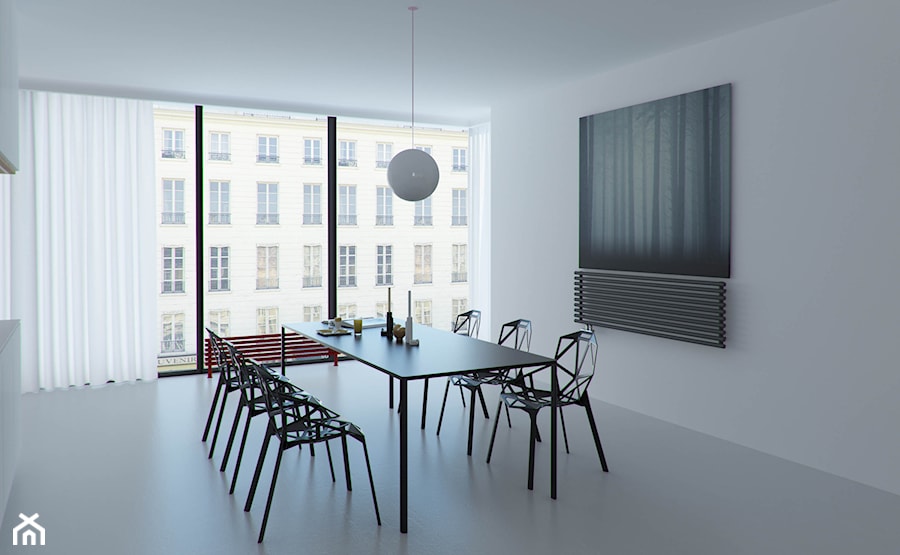 MINIMALIZM - Duża szara jadalnia jako osobne pomieszczenie, styl minimalistyczny - zdjęcie od t design