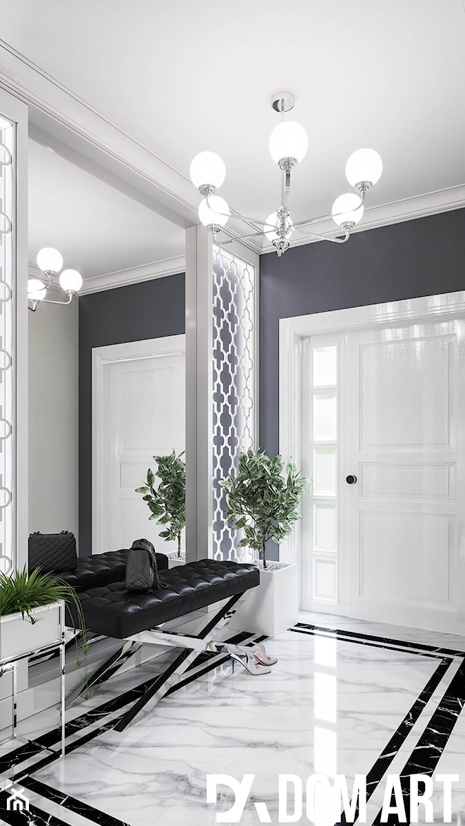 Mieszkanie w klasycznym stylu - Średni czarny z marmurem na podłodze hol / przedpokój, styl glamour - zdjęcie od Dom-Art