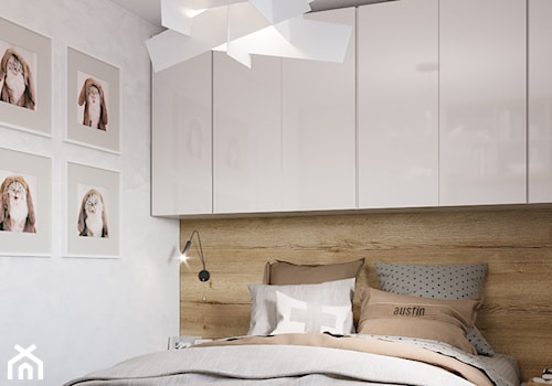 Skandynawskie mieszkanie w Krakowie - Mała biała sypialnia, styl skandynawski - zdjęcie od Dom-Art