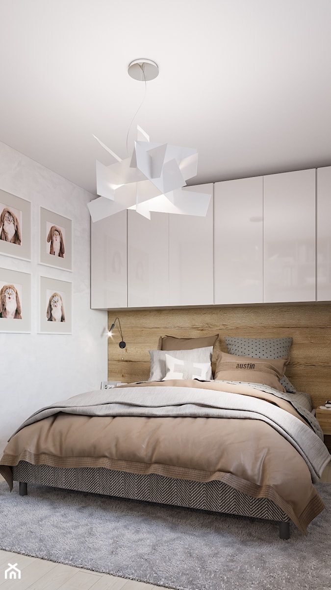 Skandynawskie mieszkanie w Krakowie - Mała biała sypialnia, styl skandynawski - zdjęcie od Dom-Art