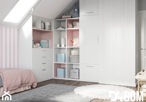 Skandynawski dom Libertowie - Średni biały różowy szary pokój dziecka dla dziecka dla nastolatka dla dziewczynki, styl skandynawski - zdjęcie od Dom-Art