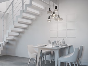 Projekt domu Katowice - Mały biały salon z jadalnią, styl skandynawski - zdjęcie od Dom-Art
