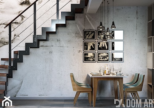 Dom w Katowicach - Mała szara jadalnia jako osobne pomieszczenie, styl industrialny - zdjęcie od Dom-Art