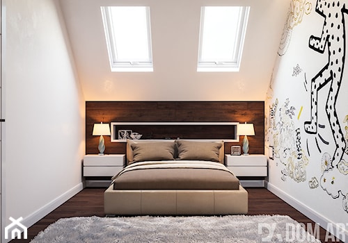 Dom w Katowicach - Średnia sypialnia na poddaszu, styl minimalistyczny - zdjęcie od Dom-Art