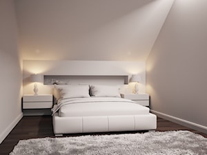 Projekt domu Katowice - Mała beżowa sypialnia na poddaszu, styl minimalistyczny - zdjęcie od Dom-Art