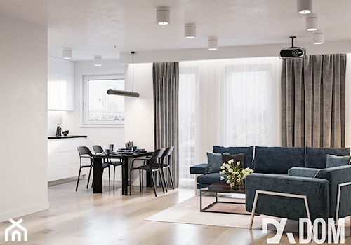Minimalistyczne mieszkanie - Średni szary salon z kuchnią z jadalnią, styl minimalistyczny - zdjęcie od Dom-Art