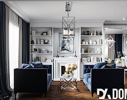 Mieszkanie w klasycznym stylu - Średni szary salon z bibiloteczką, styl tradycyjny - zdjęcie od Dom-Art - Homebook
