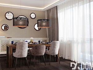 Klasyczne mieszkanie w Wieliczce - Mały biały szary salon z jadalnią, styl glamour - zdjęcie od Dom-Art