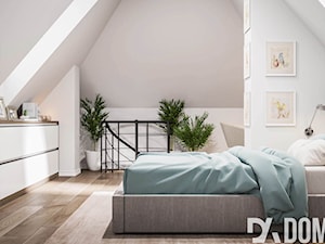 Mieszkanie na poddaszu w Olkusz - Średnia beżowa biała sypialnia na poddaszu, styl skandynawski - zdjęcie od Dom-Art