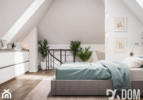 Mieszkanie na poddaszu w Olkusz - Średnia beżowa biała sypialnia na poddaszu, styl skandynawski - zdjęcie od Dom-Art