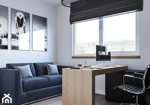 Skandynawski dom Libertowie - Średnie w osobnym pomieszczeniu z sofą szare biuro, styl industrialny - zdjęcie od Dom-Art