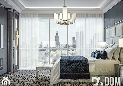 Apartament Art-Deco w Warszawie - Średnia szara sypialnia, styl glamour - zdjęcie od Dom-Art