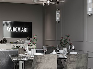 Eleganckie mieszkanie w Krakowie - Średnia szara jadalnia w salonie - zdjęcie od Dom-Art