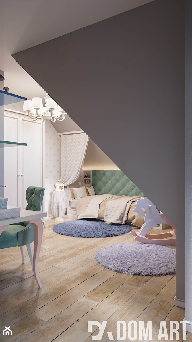 Mieszkanie na poddaszu w Olkusz - Średni beżowy szary pokój dziecka dla dziecka dla nastolatka dla chłopca dla dziewczynki, styl nowoczesny - zdjęcie od Dom-Art