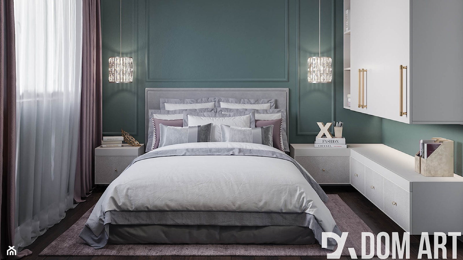 Mieszkanie w stylu Glamour - Średnia zielona sypialnia, styl glamour - zdjęcie od Dom-Art - Homebook