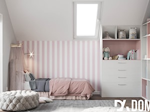 Skandynawski dom Libertowie - Średni biały różowy pokój dziecka dla dziecka dla dziewczynki, styl skandynawski - zdjęcie od Dom-Art