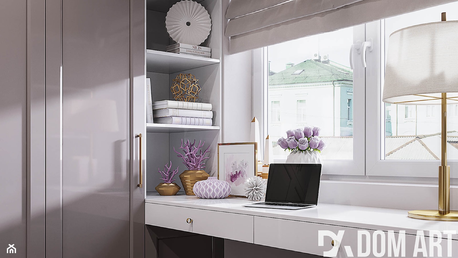 Mieszkanie w stylu Glamour - Garderoba z oknem, styl glamour - zdjęcie od Dom-Art - Homebook
