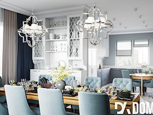 Mieszkanie w klasycznym stylu - Duża biała jadalnia w salonie - zdjęcie od Dom-Art