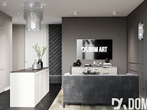 Eleganckie mieszkanie w Krakowie - Mały szary salon z kuchnią - zdjęcie od Dom-Art