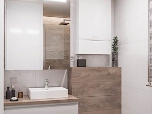 Minimalistyczne mieszkanie - Mała na poddaszu bez okna z lustrem łazienka, styl minimalistyczny - zdjęcie od Dom-Art