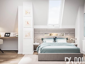 Mieszkanie na poddaszu w Olkusz - Duża biała sypialnia na poddaszu, styl skandynawski - zdjęcie od Dom-Art