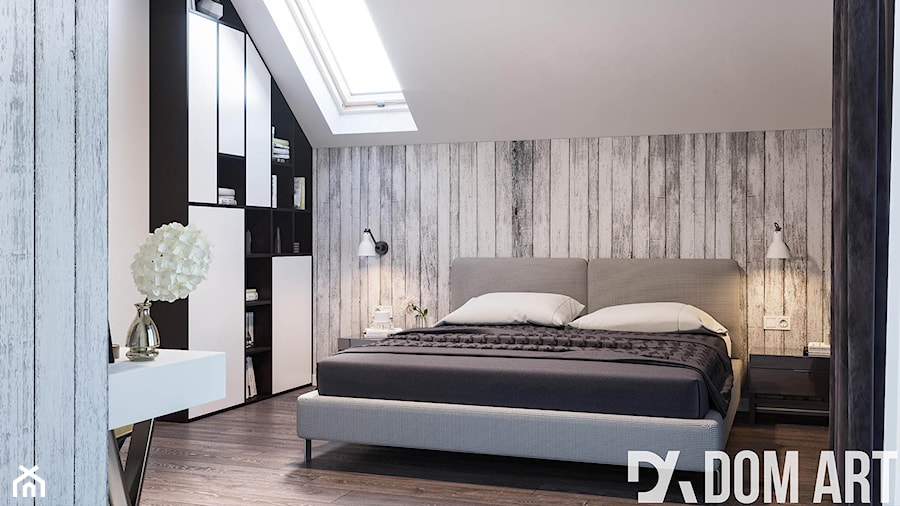 Skandynawski dom Libertowie - Średnia biała sypialnia na poddaszu, styl skandynawski - zdjęcie od Dom-Art