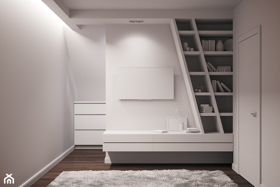 Projekt domu Katowice - Mała biała sypialnia, styl minimalistyczny - zdjęcie od Dom-Art