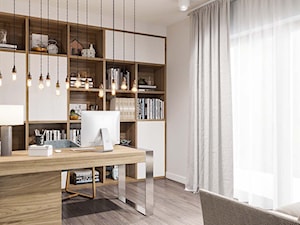 Eko-Dom w Świątnikach Górnych - Średnie w osobnym pomieszczeniu z sofą białe biuro, styl skandynawski - zdjęcie od Dom-Art